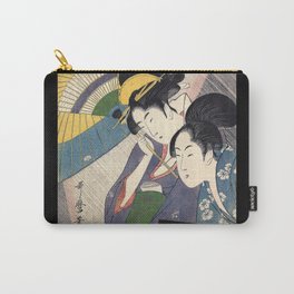 Utamaro, " Woman with Geisha and Shamisen Box in Night Rain " Carry-All Pouch