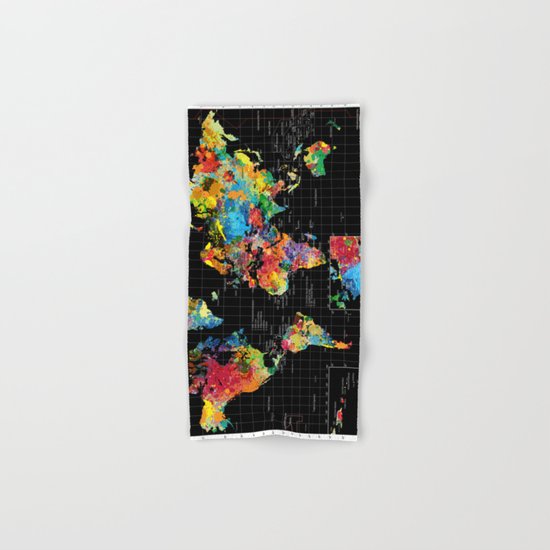 World Map Black - 1 Hand & Bath Towel