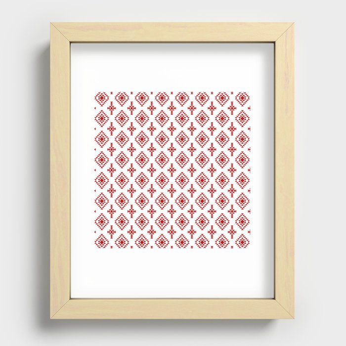 Red Native American Tribal Pattern Recessed Framed Print