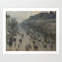 The Boulevard Montmartre on a Winter Morning by Camille Pissarro Art Print
