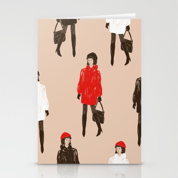 Fall Winter Fashion Ladies Stationery Cards