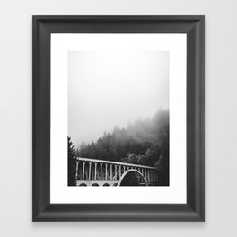 Oregon Coast Black and White Photography | Cape Creek Bridge in the Fog Framed Art Print