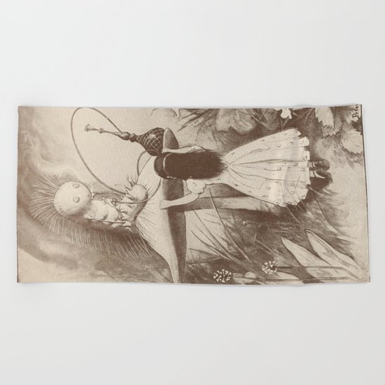 Alice in Wonderland With the Caterpillar Beach Towel