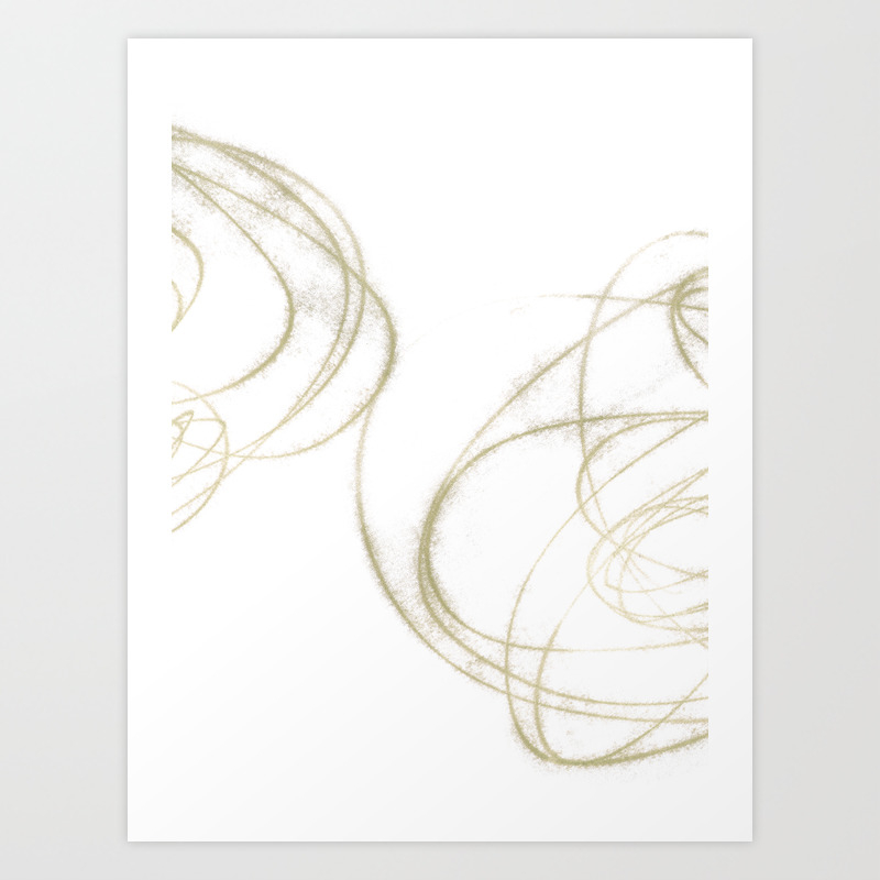 Beige And Brown Minimalist Abstract Line Drawing 3 Art Print By