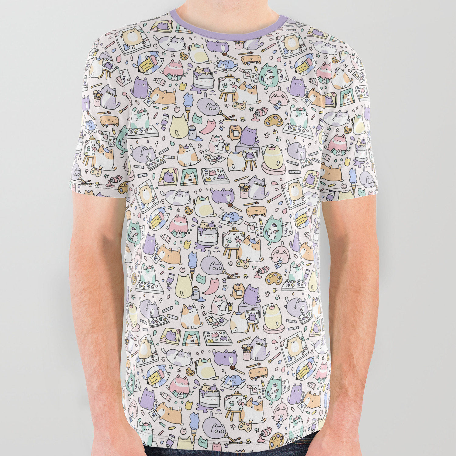 Artsy Cats All Over Graphic Tee By Kirakiradoodles Society6
