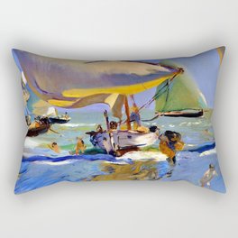 Joaquin Sorolla y Bastida Boats on the Shore Rectangular Pillow