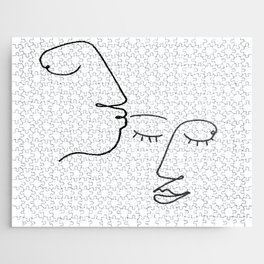 On Her Brow Black and White Face Line Drawing Jigsaw Puzzle