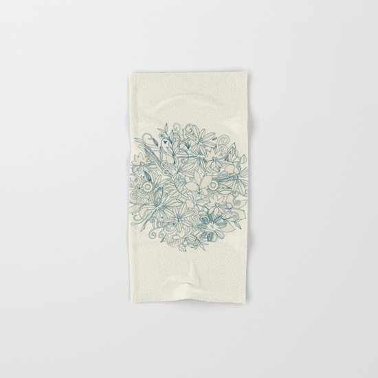 Denim flower circle Hand & Bath Towel