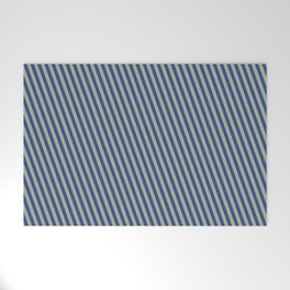 [ Thumbnail: Dark Sea Green and Dark Slate Blue Colored Stripes Pattern Welcome Mat ]