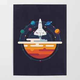 Space Shuttle & Solar System Poster