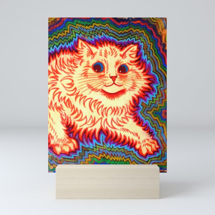 Psychotic cat by Louis Wain Mini Art Print