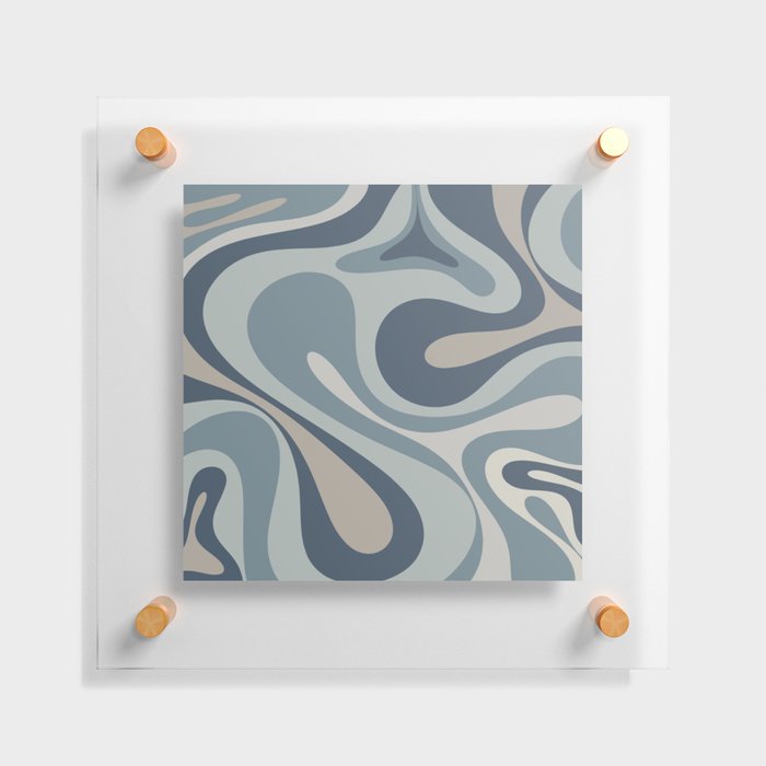 Mod Swirl Retro Abstract Pattern Neutral Blue Gray Floating Acrylic Print