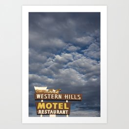 Western Sign and Clouds Art Print