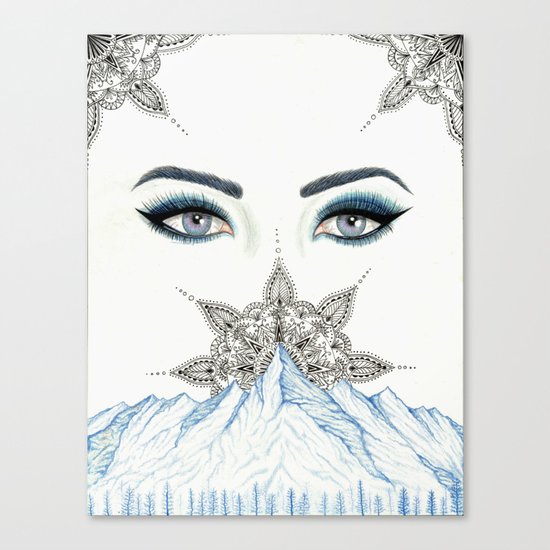 Winter Eyes Mountain Range Mandala Canvas Print