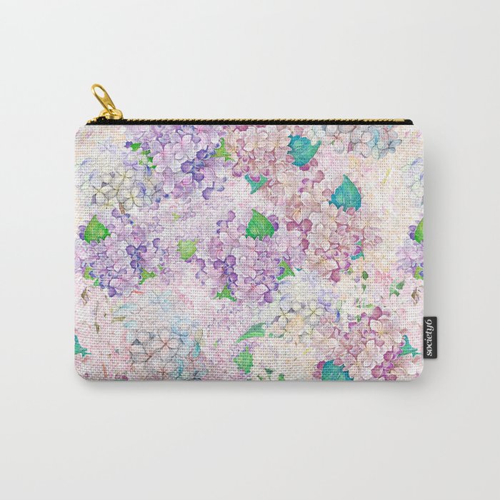 Pastel Purple and blue Lilac & Hydrangea - Flower Design Carry-All Pouch