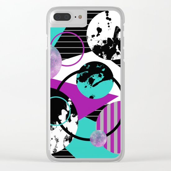 Eclectic Geometric (Abstract blue, purple, black, white) Clear iPhone Case