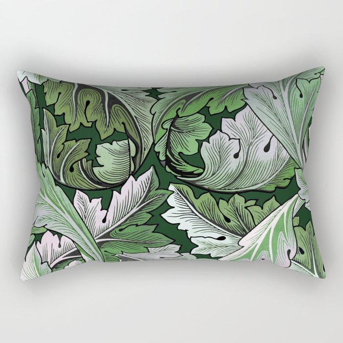Art Nouveau William Morris Green Acanthus Leaves Rectangular Pillow