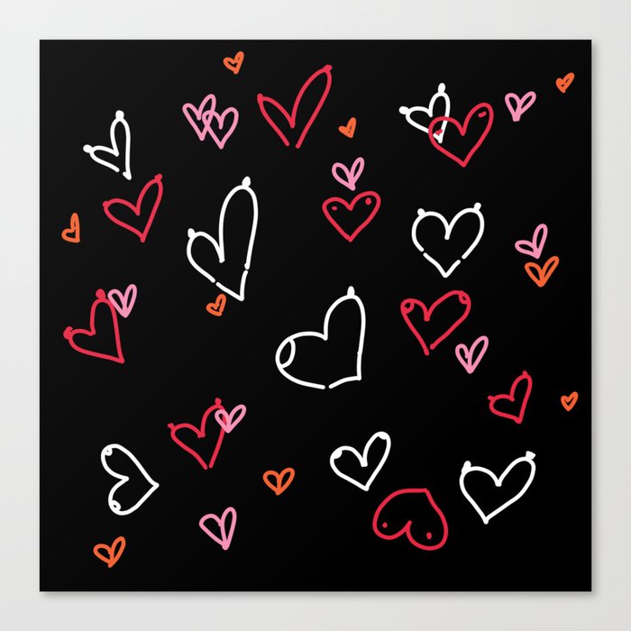 Black Boobs Valentines Canvas Print