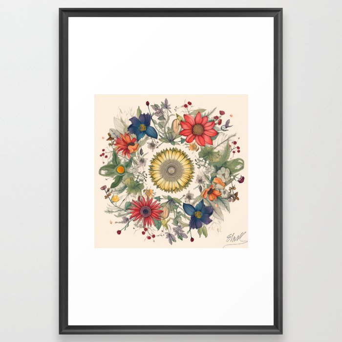 Mandala Botanica wall art Framed Art Print