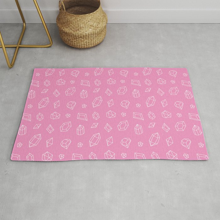 Pink and White Gems Pattern Rug