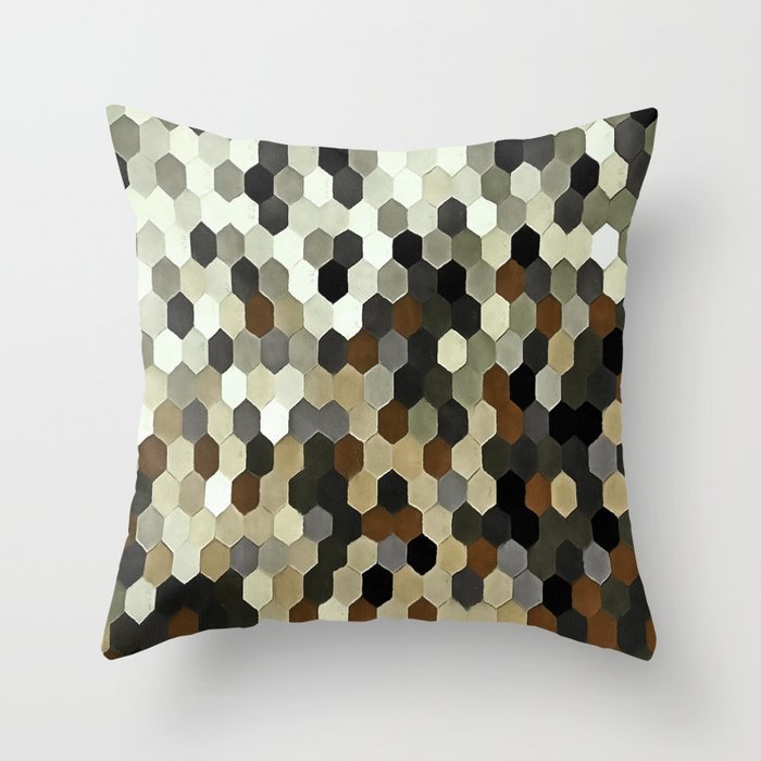 Honeycomb Pattern In Neutral Earth Tones Throw Pillow