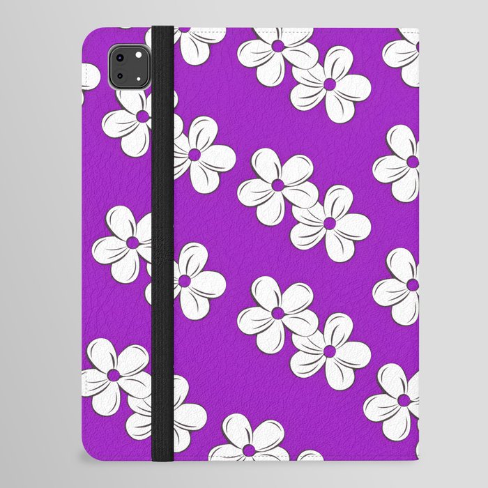 Flower Pattern On Purple Background iPad Folio Case