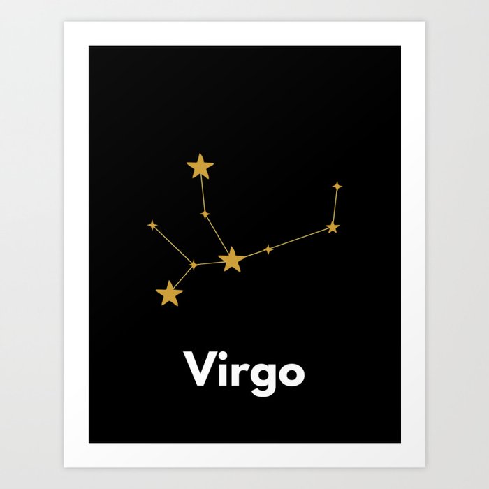 Virgo, Virgo Sign, Black Art Print
