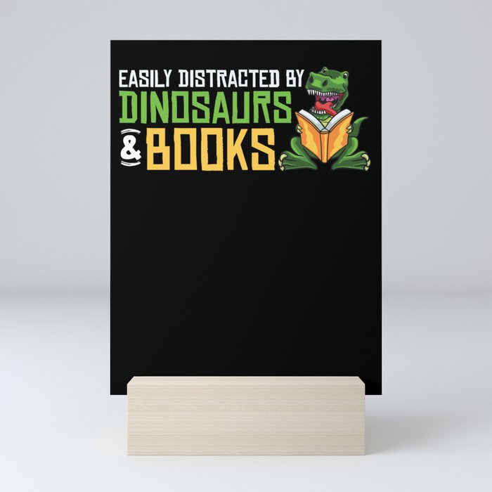 Dinosaur Book Reading Rex Read Funny Reader Mini Art Print