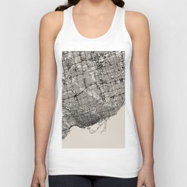 Toronto, Canada - Black and White Map of the city Unisex Tank Top