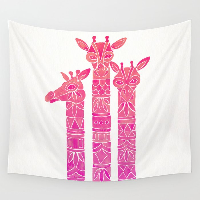 Giraffes – Pink Ombré Wall Tapestry