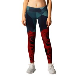 C13D Everything rosy 4 Leggings | Blue, Red, Flowers, Floral, Digital, Rosy, Nature, Rose, Collage, Geometric 