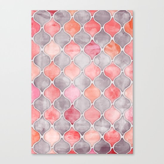 Rhythm of the Seasons - coral pink & grey Canvas Print