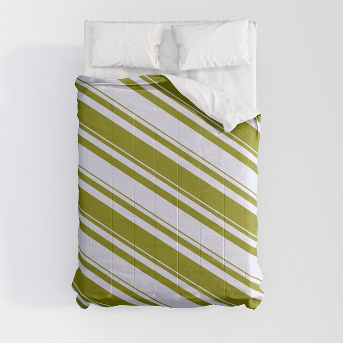 Lavender & Green Colored Striped/Lined Pattern Comforter