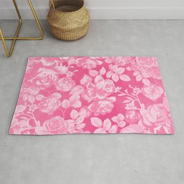 Romantic white pink abstract watercolor roses floral Rug