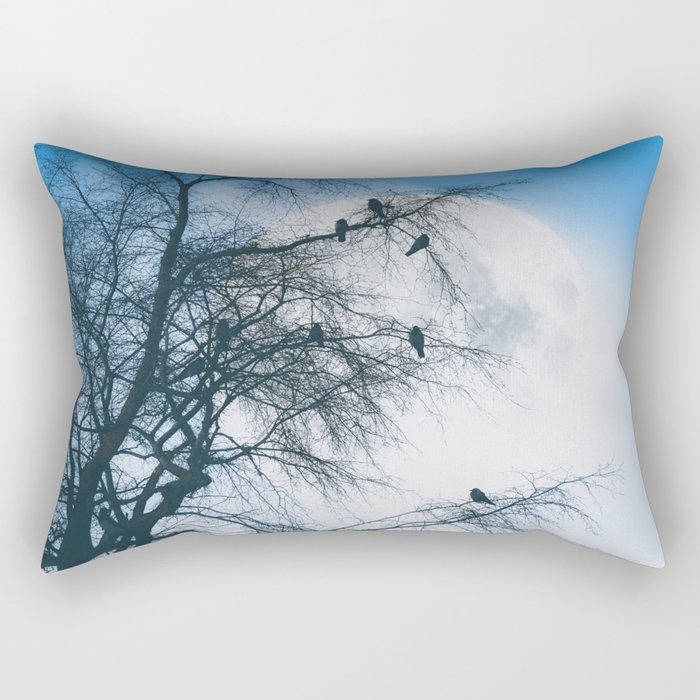 Crows Against Full Moon 2 Rectangular Pillow