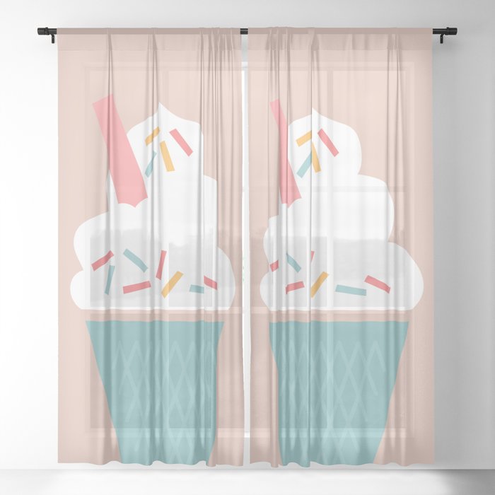 Ice Cream Peach Sheer Curtain By Theoldartstudio Society6