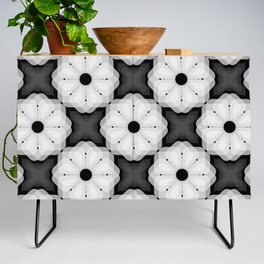 Black and White Abstract Flowers Credenza