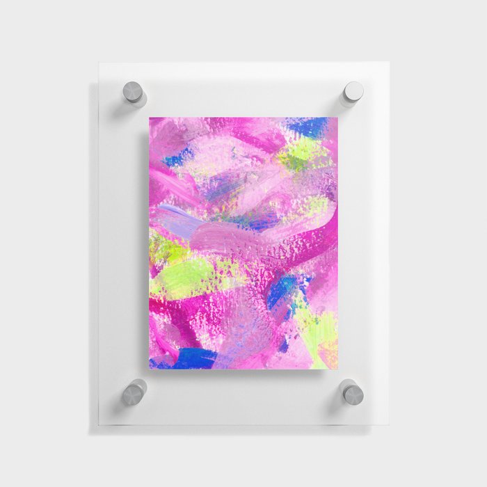 Happy Abstract Painting - Neon Yellow, Magenta, Blue and Pink Floating Acrylic Print