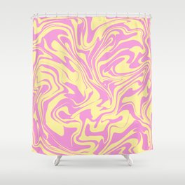 Pastel Strawberry Banana Sherbert Melting Swirls Shower Curtain