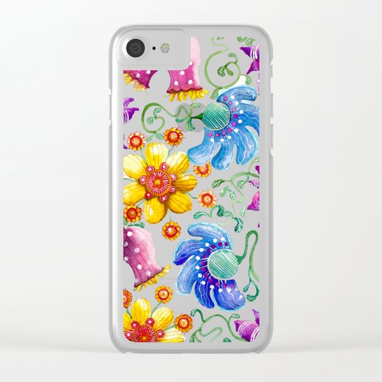 Summer Flowers Clear iPhone Case