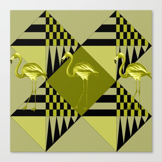 flamingo in green Canvas Print