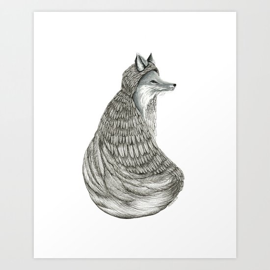 Fox- Feathered. Art Print