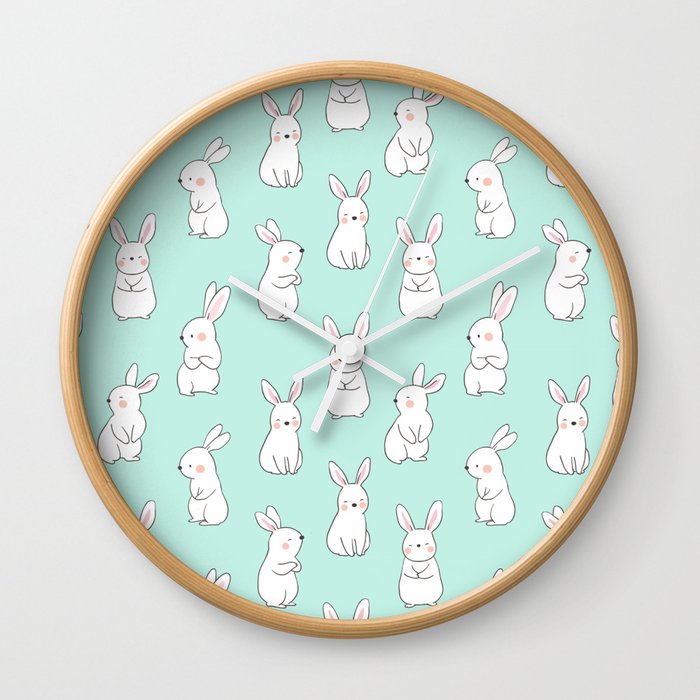 Cute Snow Rabbits Wall Clock