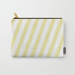 [ Thumbnail: White & Tan Colored Lines/Stripes Pattern Carry-All Pouch ]