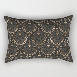 Persian Oriental Pattern - Black Leather and gold Rectangular Pillow