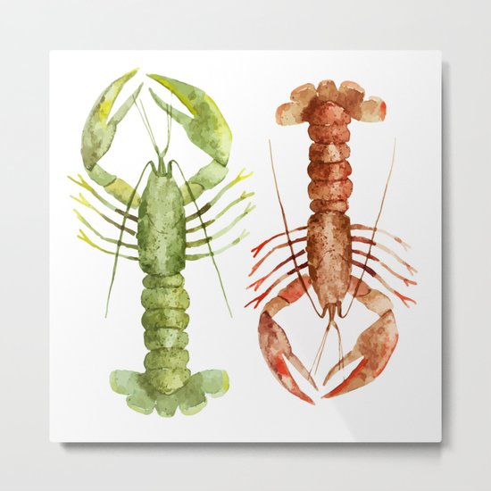 Colorful Lobsters Metal Print