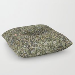 William Morris Vintage Blackthorn Green Charcoal Floor Pillow