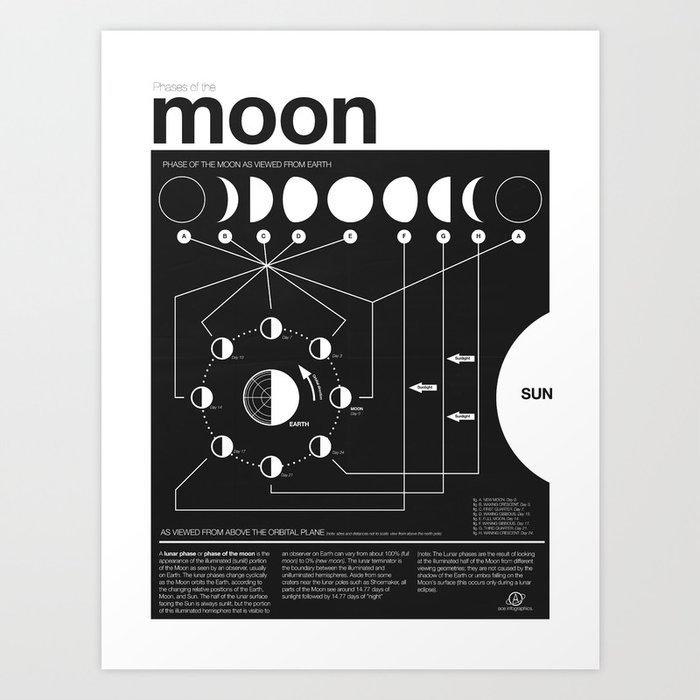 Phases of the Moon infographic Art Print