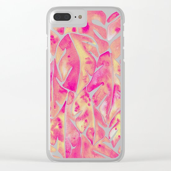 Split Leaf Philodendron – Pink Clear iPhone Case