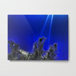 Palm Leaves - Vivid Deep Ocean Blue - Summer Sun Streaks - by Beach House Décor Metal Print | Leaves, Vividblue, Ocean, Summer, Summerblue, Beachy, Tropicalocean, Tropical, Tropicalstyle, Blue 